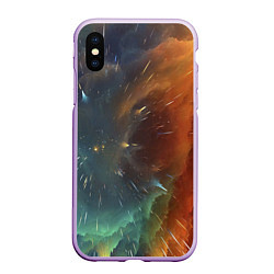 Чехол iPhone XS Max матовый Космический снегопад, цвет: 3D-сиреневый