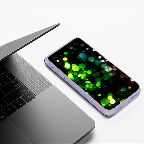 Чехол iPhone XS Max матовый Разноцветные блики / 3D-Светло-сиреневый – фото 3