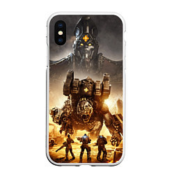 Чехол iPhone XS Max матовый Gears Tactics, цвет: 3D-белый