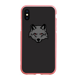 Чехол iPhone XS Max матовый Злой серый волк с красными глазами
