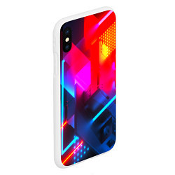 Чехол iPhone XS Max матовый Neon stripes color, цвет: 3D-белый — фото 2