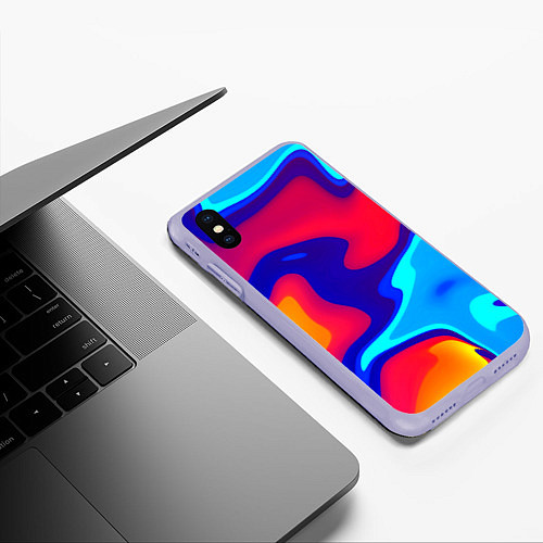 Чехол iPhone XS Max матовый Смесь красок ультрафиолет / 3D-Светло-сиреневый – фото 3