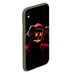 Чехол iPhone XS Max матовый Красно-оранжевый неоновый анонимус, цвет: 3D-темно-зеленый — фото 2