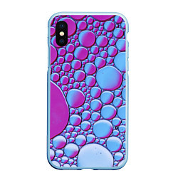 Чехол iPhone XS Max матовый Масляные пузыри, цвет: 3D-голубой