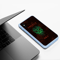 Чехол iPhone XS Max матовый Череп в камуфляже, цвет: 3D-голубой — фото 2