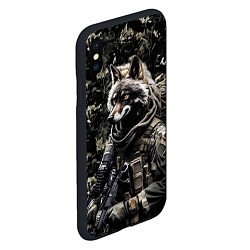 Чехол iPhone XS Max матовый Волк воин спецназа, цвет: 3D-черный — фото 2