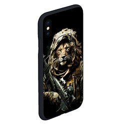 Чехол iPhone XS Max матовый Лев боец спецназа, цвет: 3D-черный — фото 2