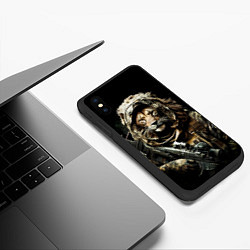 Чехол iPhone XS Max матовый Лев боец спецназа, цвет: 3D-черный — фото 2