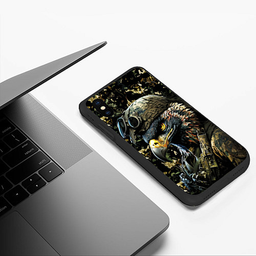 Чехол iPhone XS Max матовый Орел солдат / 3D-Черный – фото 3
