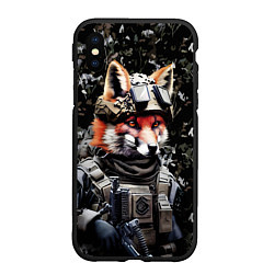 Чехол iPhone XS Max матовый Лиса солдат спецназа, цвет: 3D-черный