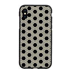 Чехол iPhone XS Max матовый Шестиугольная сота, цвет: 3D-черный