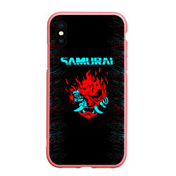 Чехол iPhone XS Max матовый Сyberpunk 2077 samurai neon, цвет: 3D-баблгам