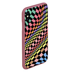 Чехол iPhone XS Max матовый Colorful avant-garde chess pattern - fashion, цвет: 3D-малиновый — фото 2