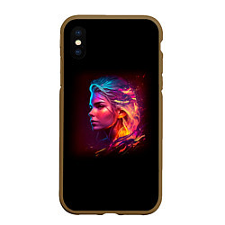 Чехол iPhone XS Max матовый Неоновая девушка II, цвет: 3D-коричневый