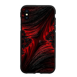 Чехол iPhone XS Max матовый Red vortex pattern, цвет: 3D-черный