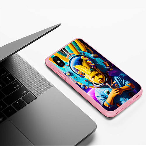 Чехол iPhone XS Max матовый Барт Симпсон в космосе - фантазия / 3D-Баблгам – фото 3
