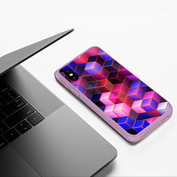 Чехол iPhone XS Max матовый Цветные кубики, цвет: 3D-сиреневый — фото 2