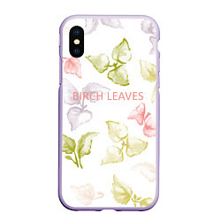 Чехол iPhone XS Max матовый Birch leaves, цвет: 3D-светло-сиреневый