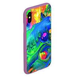 Чехол iPhone XS Max матовый Яркие всплески краски - импрессионизм, цвет: 3D-фиолетовый — фото 2