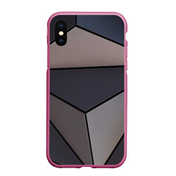 Чехол iPhone XS Max матовый Тёмный треугольный паттерн, цвет: 3D-малиновый