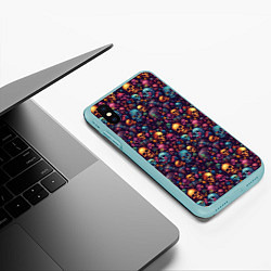 Чехол iPhone XS Max матовый Россыпь мелких разноцветных черепков, цвет: 3D-мятный — фото 2