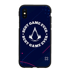 Чехол iPhone XS Max матовый Символ Assassins Creed и надпись best game ever, цвет: 3D-черный