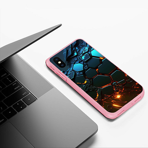 Чехол iPhone XS Max матовый Объемные разломленные плитки / 3D-Баблгам – фото 3