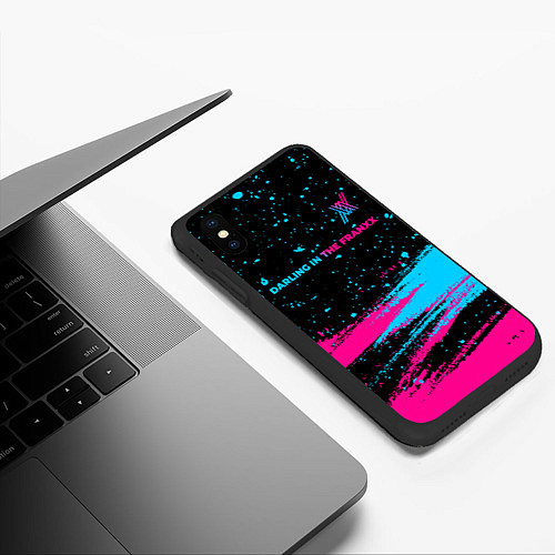 Чехол iPhone XS Max матовый Darling in the FranXX - neon gradient: символ свер / 3D-Черный – фото 3