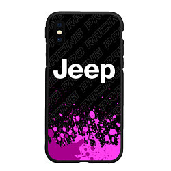 Чехол iPhone XS Max матовый Jeep pro racing: символ сверху, цвет: 3D-черный