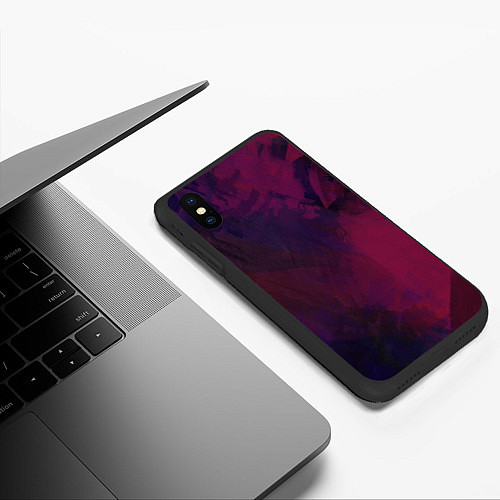 Чехол iPhone XS Max матовый Фиолетовый мазок / 3D-Черный – фото 3