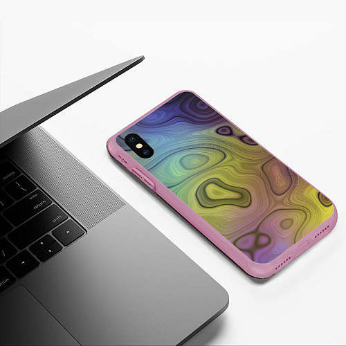 Чехол iPhone XS Max матовый Абстрактная жидкость / 3D-Розовый – фото 3