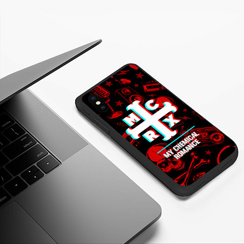 Чехол iPhone XS Max матовый My Chemical Romance rock glitch / 3D-Черный – фото 3