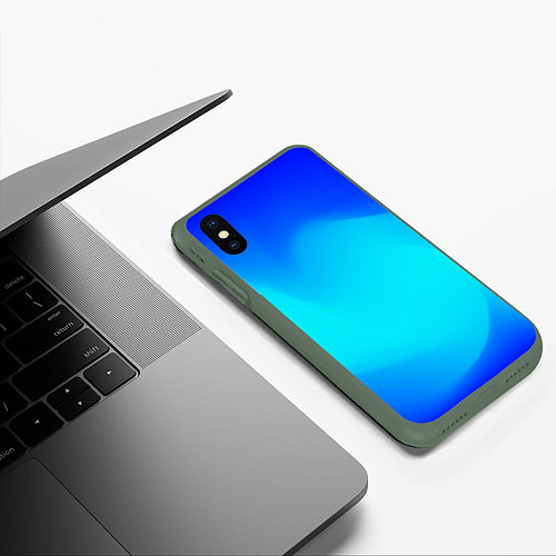 Чехол iPhone XS Max матовый Градиент синий / 3D-Темно-зеленый – фото 3