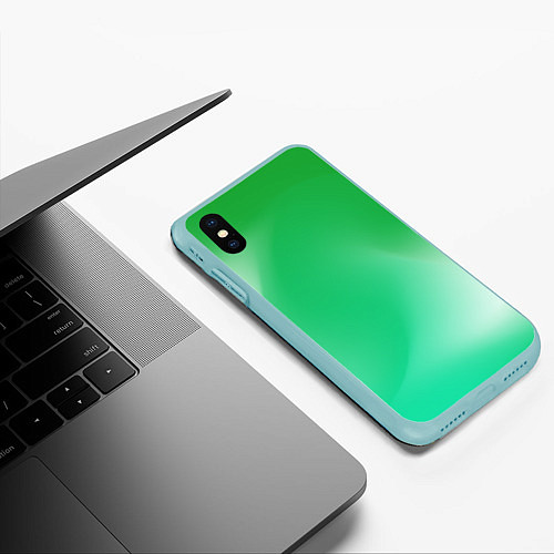 Чехол iPhone XS Max матовый Градиент зеленый / 3D-Мятный – фото 3