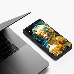 Чехол iPhone XS Max матовый Блондинка космонавт в золотом скафандре, цвет: 3D-черный — фото 2