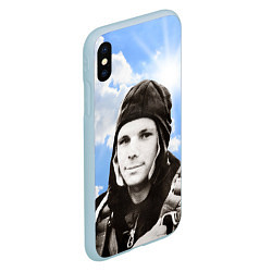 Чехол iPhone XS Max матовый Летчик космонавт Юра Гагарин, цвет: 3D-голубой — фото 2
