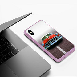 Чехол iPhone XS Max матовый Классический американский автомобиль 50-х Hudson H, цвет: 3D-сиреневый — фото 2