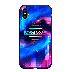 Чехол iPhone XS Max матовый Haval неоновый космос, цвет: 3D-черный