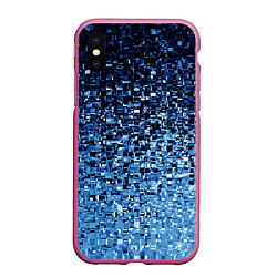 Чехол iPhone XS Max матовый Геометрическое множество синих кубов, цвет: 3D-малиновый