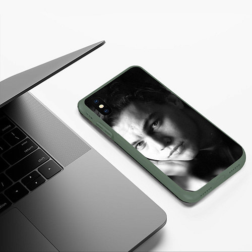 Чехол iPhone XS Max матовый Леонардо Ди Каприо фото / 3D-Темно-зеленый – фото 3