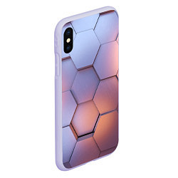 Чехол iPhone XS Max матовый Металлические шестиугольники, цвет: 3D-светло-сиреневый — фото 2