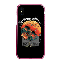 Чехол iPhone XS Max матовый Metallica - Металлика, цвет: 3D-малиновый