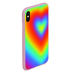 Чехол iPhone XS Max матовый Сердце - радужный градиент, цвет: 3D-розовый — фото 2