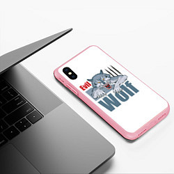 Чехол iPhone XS Max матовый Злой волк - оскал, цвет: 3D-баблгам — фото 2