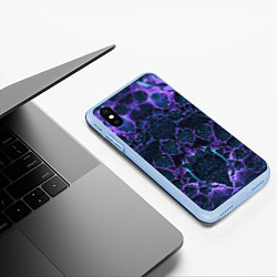 Чехол iPhone XS Max матовый Фрактальное искусство, цвет: 3D-голубой — фото 2