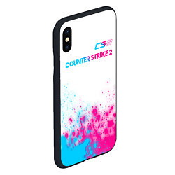 Чехол iPhone XS Max матовый Counter Strike 2 neon gradient style: символ сверх, цвет: 3D-черный — фото 2