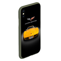 Чехол iPhone XS Max матовый Американский маслкар Chevrolet Corvette Stingray, цвет: 3D-темно-зеленый — фото 2