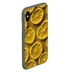 Чехол iPhone XS Max матовый Сочный паттерн из долек лимона, цвет: 3D-темно-зеленый — фото 2