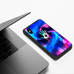 Чехол iPhone XS Max матовый Death Stranding неоновый космос, цвет: 3D-черный — фото 2