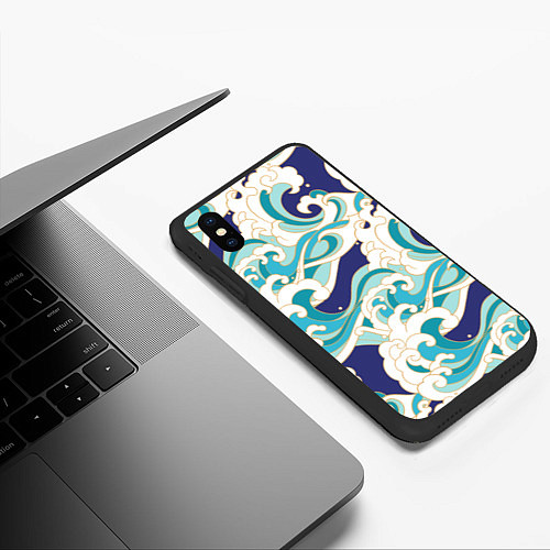 Чехол iPhone XS Max матовый Волны - паттерн - мода / 3D-Черный – фото 3